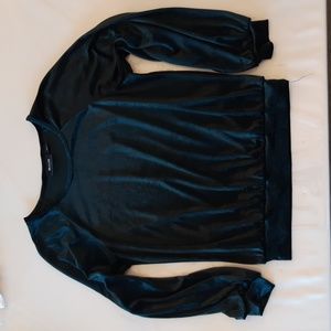 GUC Maeve by Anthropologie Forest Green Velvet Knit Top Sz Small